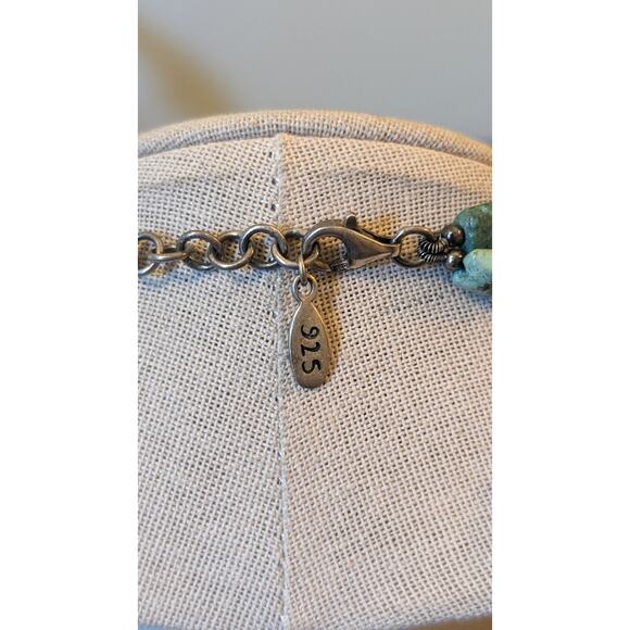 EXEX 925 Sterling Silver Claudia Agudelo Two Strand Turquoise Pendant Necklace - Picture 7 of 9